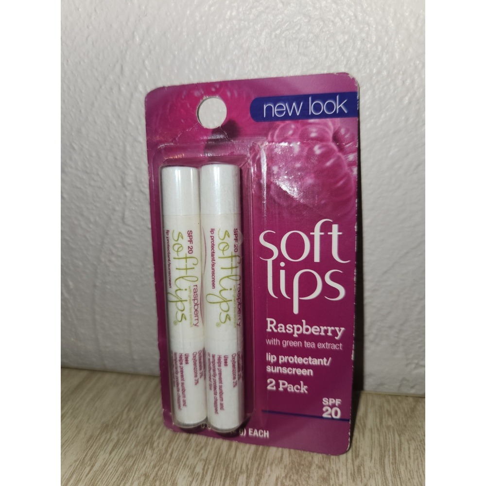Softlips Raspberry Lip Balm with Green Tea Extract 2-Pack with SPF 20~Pkg. open